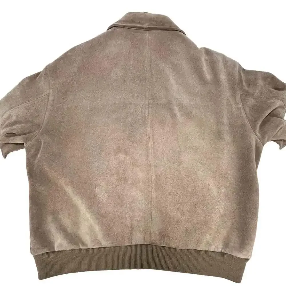 VTG 90s Polo Ralph Lauren Suede Bomber - Men's Large Blank Back Plaid Liner